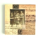 Original Paper & Fabric Collage on Wood Panel, 12x12cms, Free UK Postage (199)