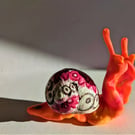 Pink Snail ornament polymer clay model neon 