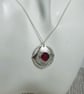 Necklace, Sterling Silver Geometric Pendant with Red Quartz - Image 5