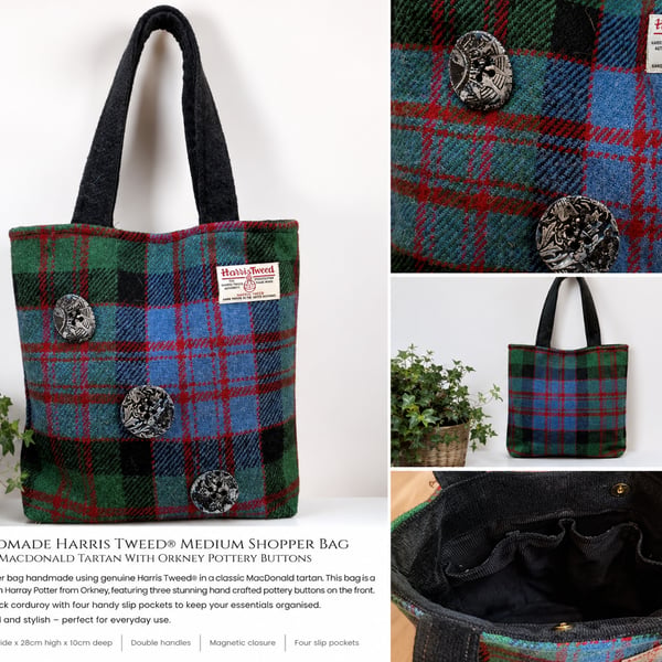 Handmade Harris Tweed® Shoulder Bag – MacDonald Tartan - Original LouLou Design