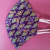 Purple and Gold patterned handmade facemask 