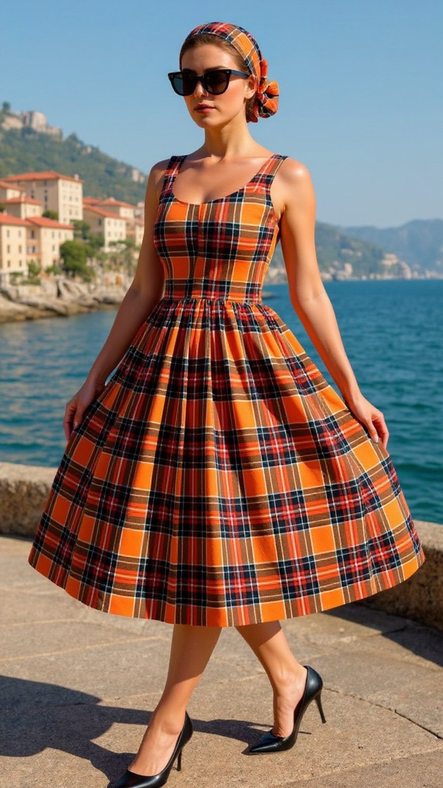 1950s Vintage Retro Rockabilly Sienna Tartan dress sizes 14-26 