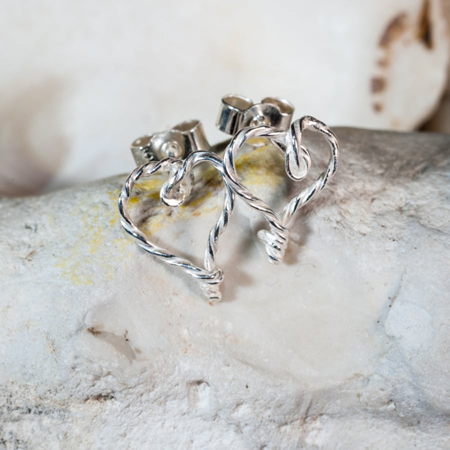 Ecosilver handmade  love heart earrings 