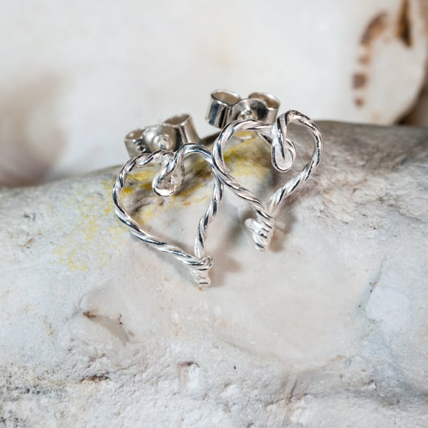 Ecosilver handmade  love heart earrings 
