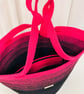 Large Ombre Cotton Rope Tote Bag with Matching Cosmetic Pouch – Black & Fuchsia  - Image 4
