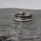 Oxidised Ombre Hammered Sterling Silver Skinny Stacking Ring Band Set