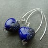 sterling silver earrings, blue hearts