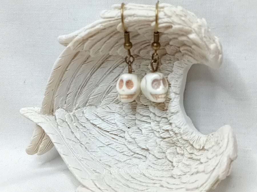 Howlite Skull Earrings
