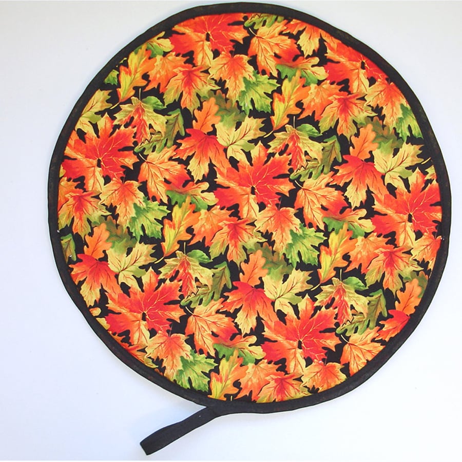 Aga Hob Lid Mat Pad Cover Single Loop Surface Saver Autumn Leaves Orange Red