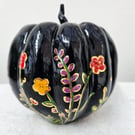 Hand Painted Ceramic Black Pumpkin
