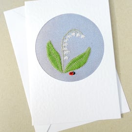 May Birthday Embroidered Lily Of The Valley Card 