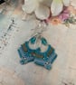Blue teardrop micro macrame beaded dangle boho earrings, Indian earrings  - Image 3