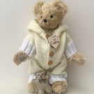 Bedtime teddy bear, one of a kind collectable mohair artist bear, dressed teddy
