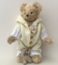 Bedtime teddy bear, one of a kind collectable mohair artist bear, dressed teddy
