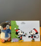 Handmade Minnie & Mickey Christmas Card – Festive Holly Christmas Card