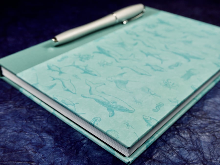 A5 Quarter-bound Notebook with sea-themed cover