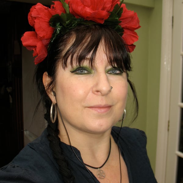 Pretty red anemone headband headdress
