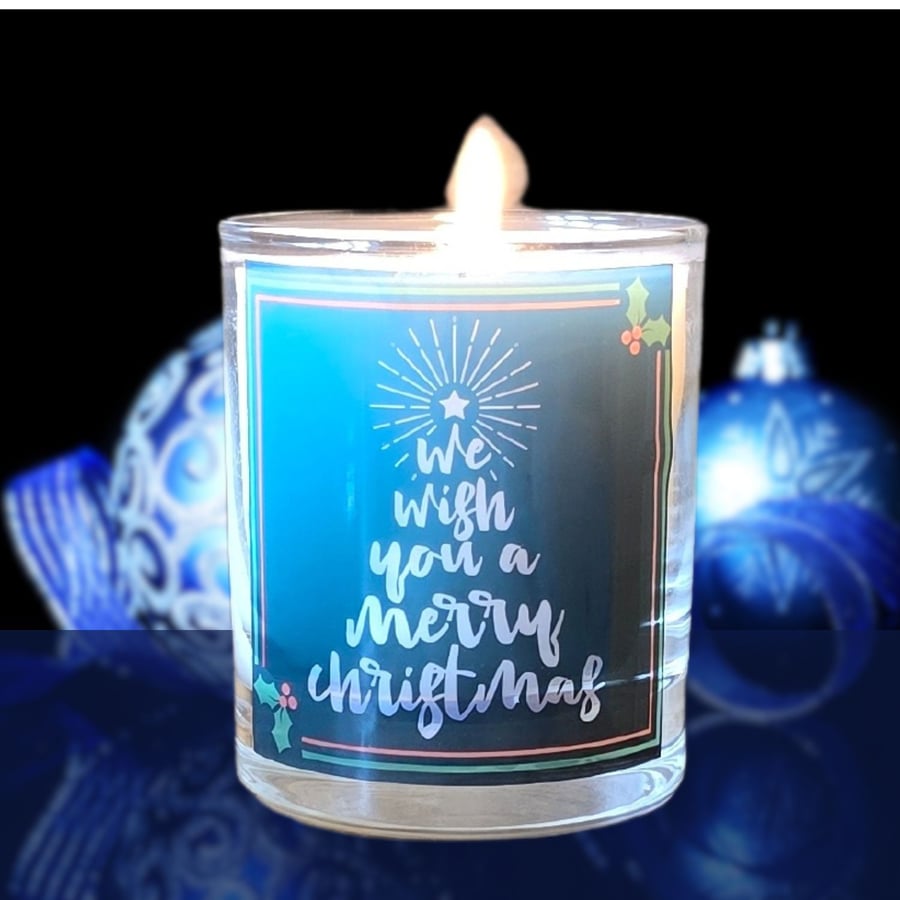 Christmas Fragranced We Wish You a Merry Christmas Scented Candle in Glass Gift