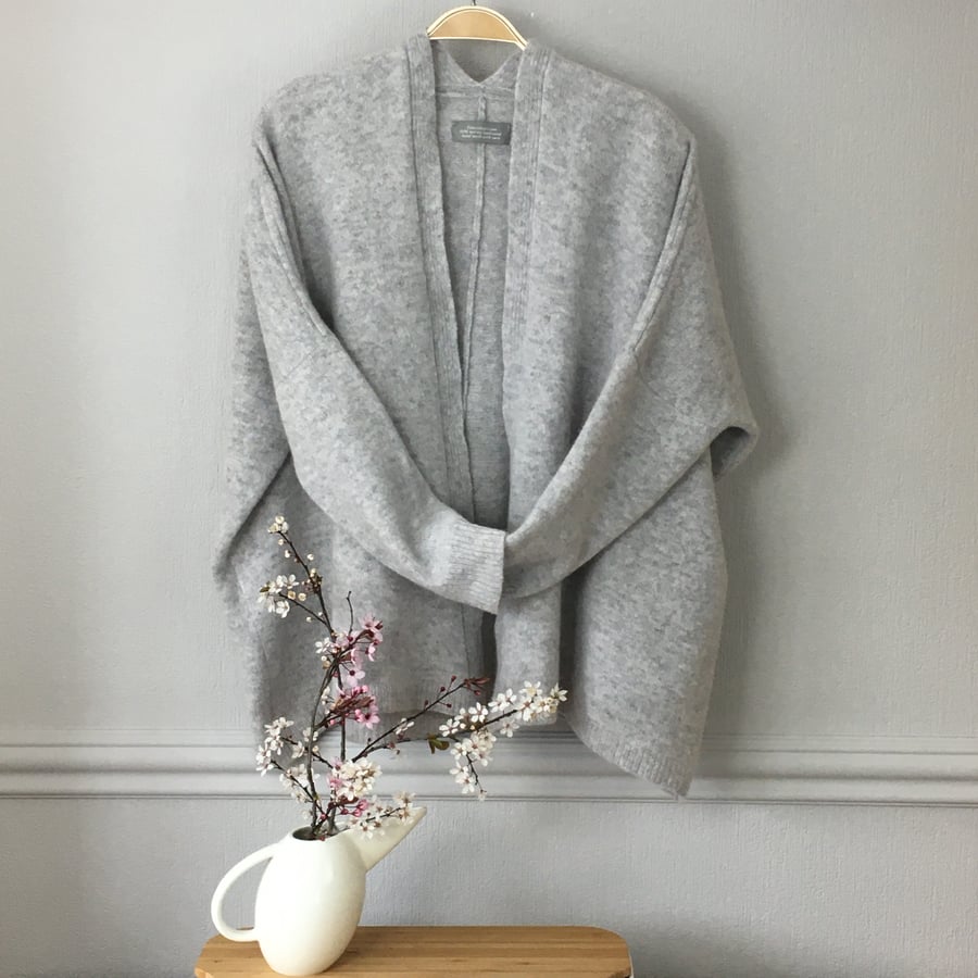 Cardigan - Silver grey edge to edge boxy cardigan (no buttons) Made to Order