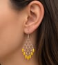 Yellow Chandelier Cascade Earrings Handmade - Image 1