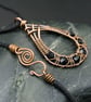 Copper Wire Weave Fishtailed Drop Pendant with Faceted Black Glass Beads - Image 5