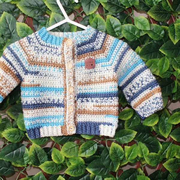 handmade crochet baby cardigan size  3 - 6 months