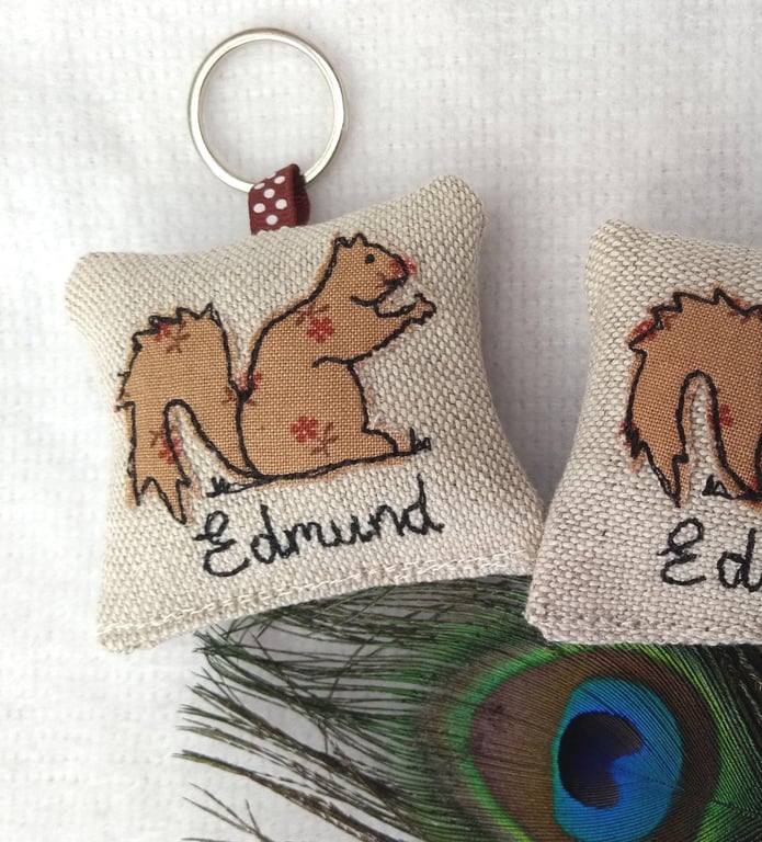 Squirrel Applique Keyring with Optional Lavender Scent - perfect gift