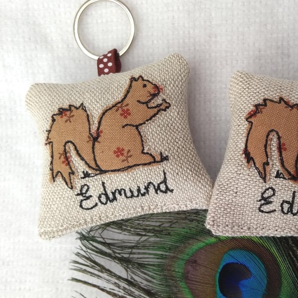 Squirrel Applique Keyring with Optional Lavender Scent - perfect gift