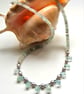 Designer Beryl, Freshwater Rice Pearls and Aquamarine Sterling Silver Necklace  - Image 4