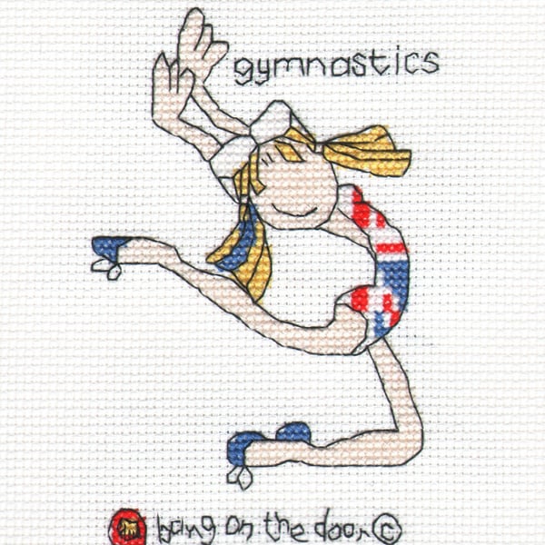 Bang on the door - mini gymnastics jumping cross stitch chart