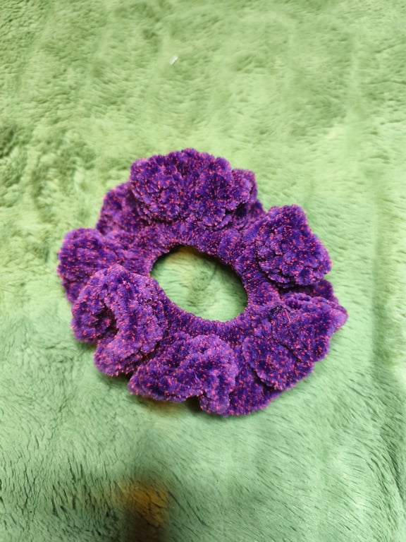 Purple & Pink Tweed Medium Scrunchies Hair Tie