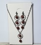 Brown Sandstone Jewellery Set - Geometric Hoop Necklace and Earrings
