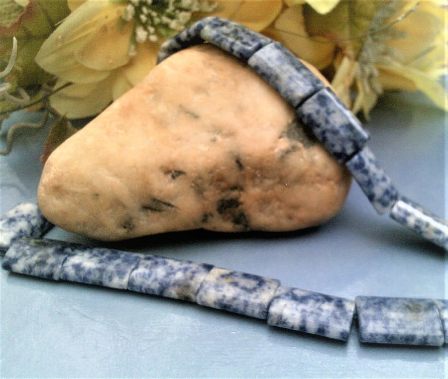 Blue Sodalite Semi Precious Stones, Rectangular Stones for Jewellery Making