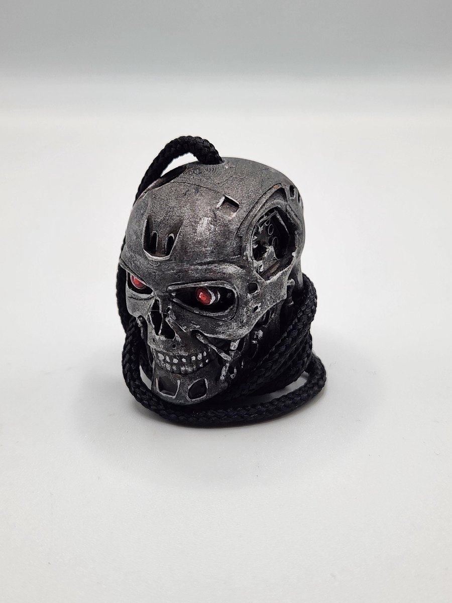 T800 Terminator Rear View Mirror Charm 3D Printed Hand-Painted Car Accessory