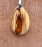 Olive wood and amber-coloured resin pendant - free UK postage - Image 3