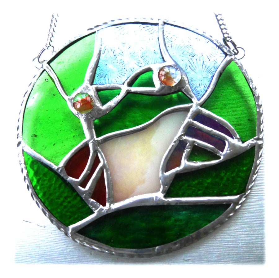 Tree Frog Suncatcher Stained Glass Ring Handmade 009
