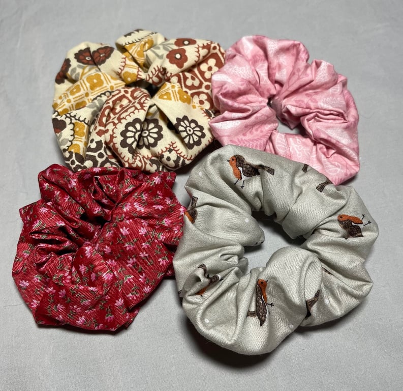 Set of four hair scrunchies