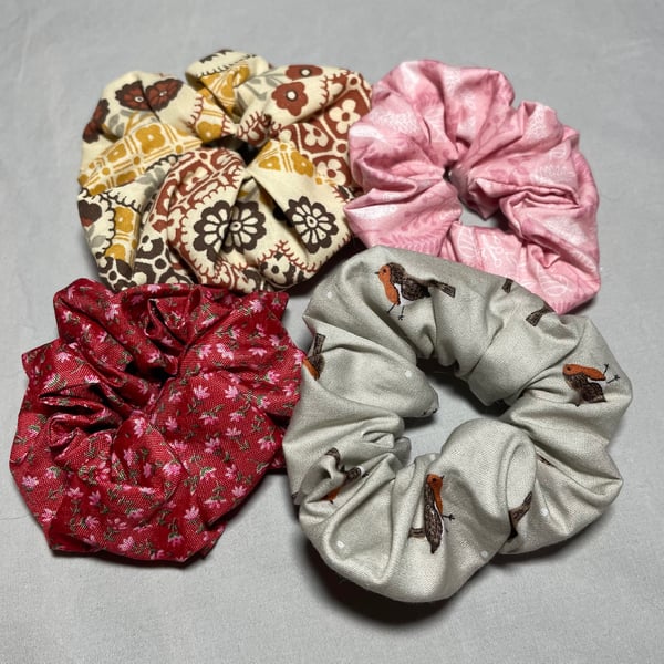 Set of four hair scrunchies