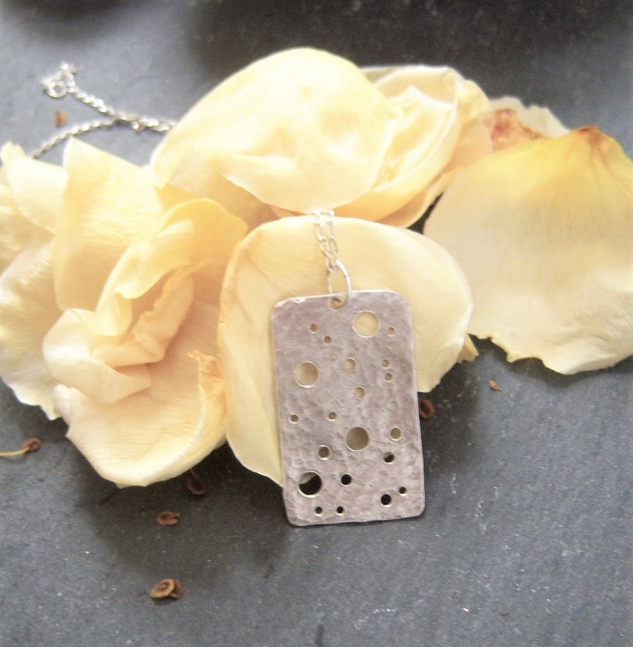 Abstract night sky pendant in sterling silver