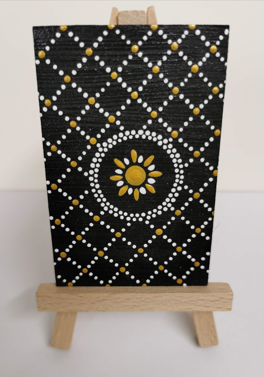 Hand painted white and gold mandala decorative piece