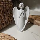 Praying Angel with Rosary Figurine Marble Effect PLA Spiritual Ornament 20cm