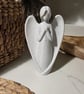 Praying Angel with Rosary Figurine Marble Effect PLA Spiritual Ornament 20cm
