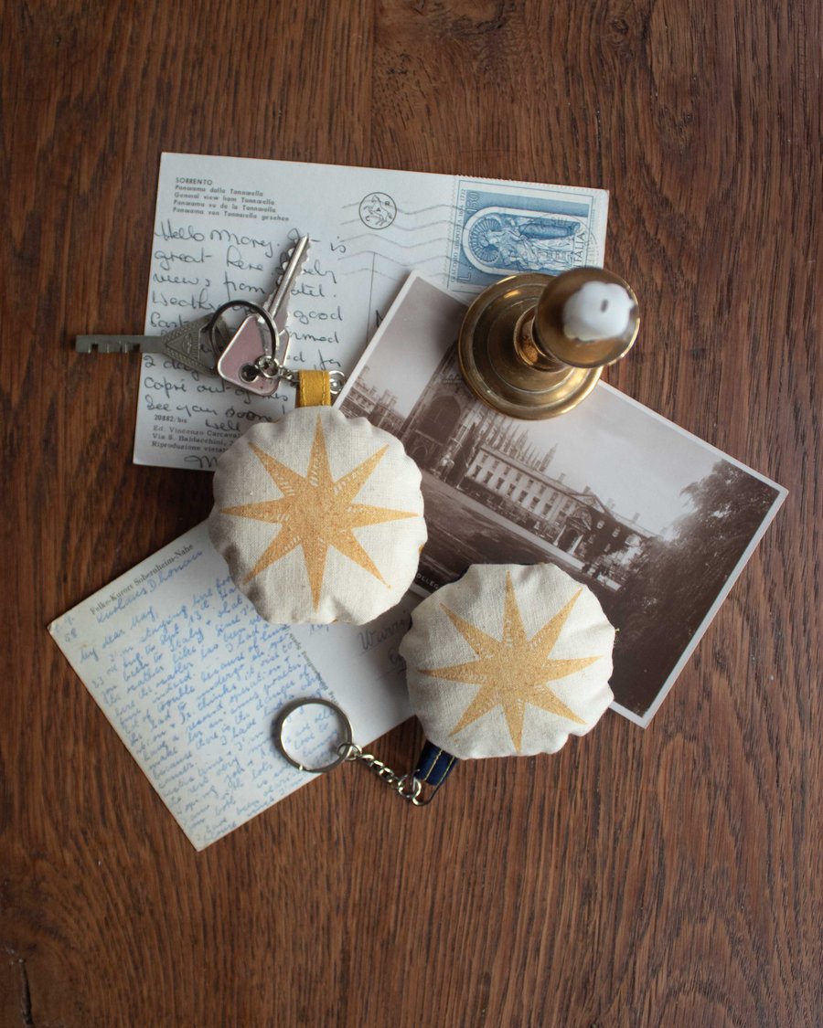Vintage eight-pointed star  Handprinted Keyring