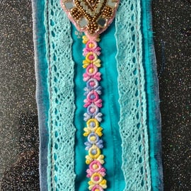 Beautiful Boho Bling Upcycled Unique Bookmark 