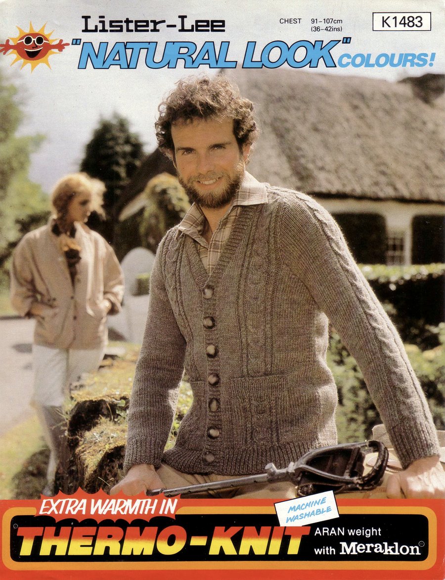 Vintage Knitting Pattern K1483: from Lister Lee, Aran Cardigan