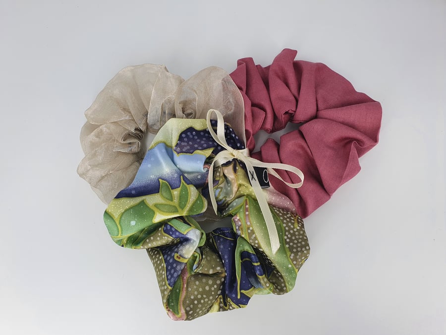 Silk Scrunchies Trio