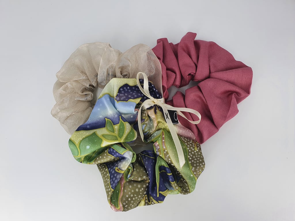 Silk Scrunchies Trio