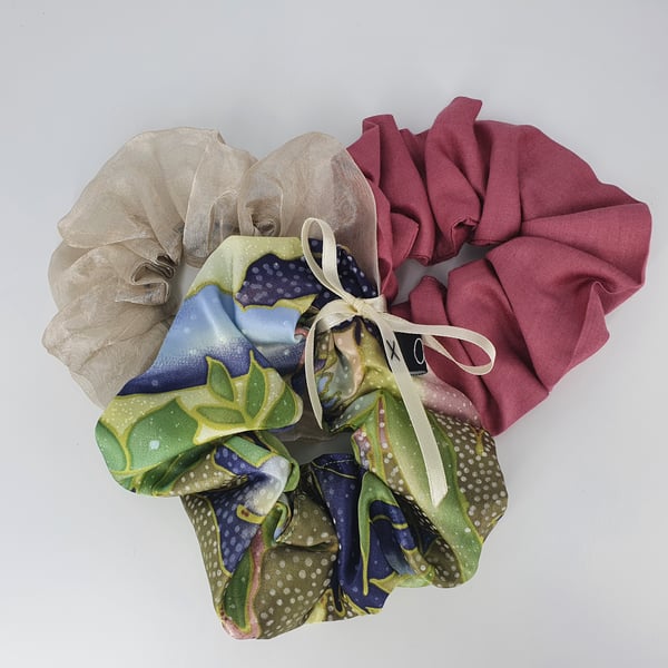 Silk Scrunchies Trio