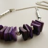 Purple Shell Disc Tibetan Silver Collar Necklace  KCJ761