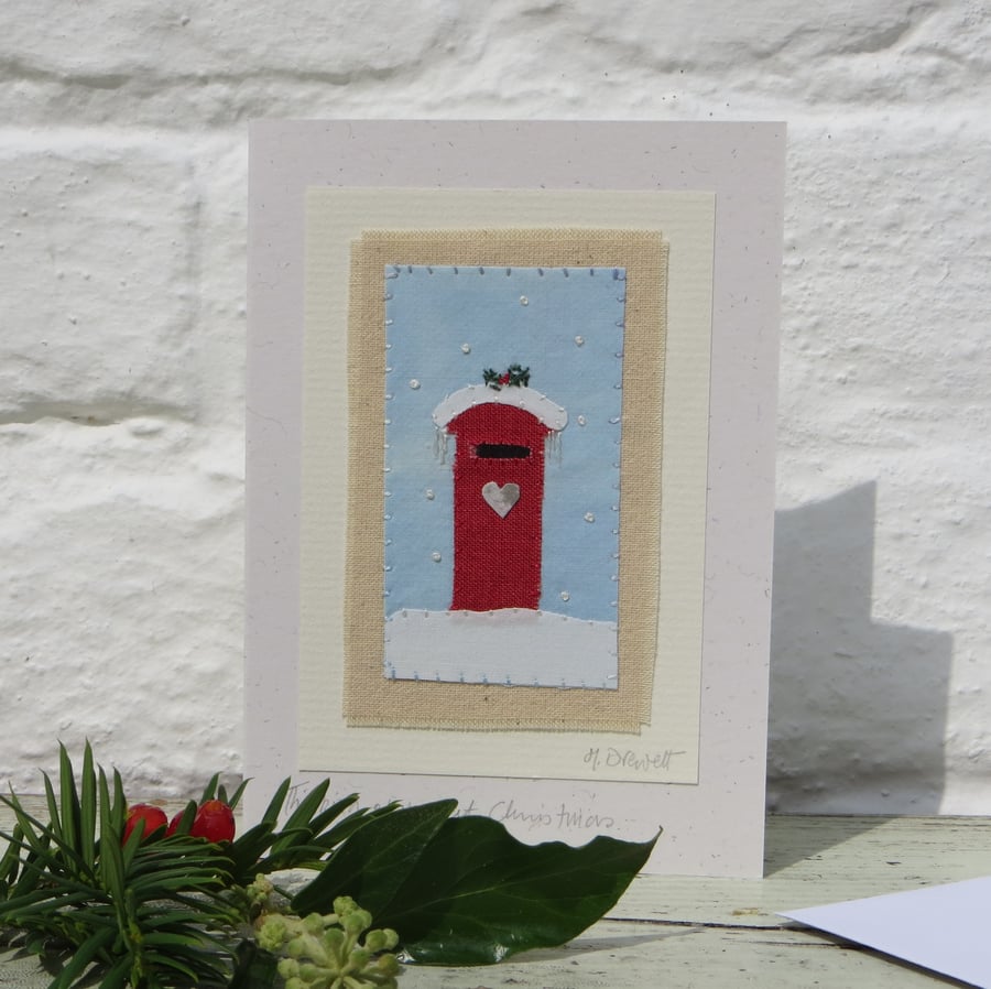 Thinking of you at Christmas - hand-stitched card for someone special!